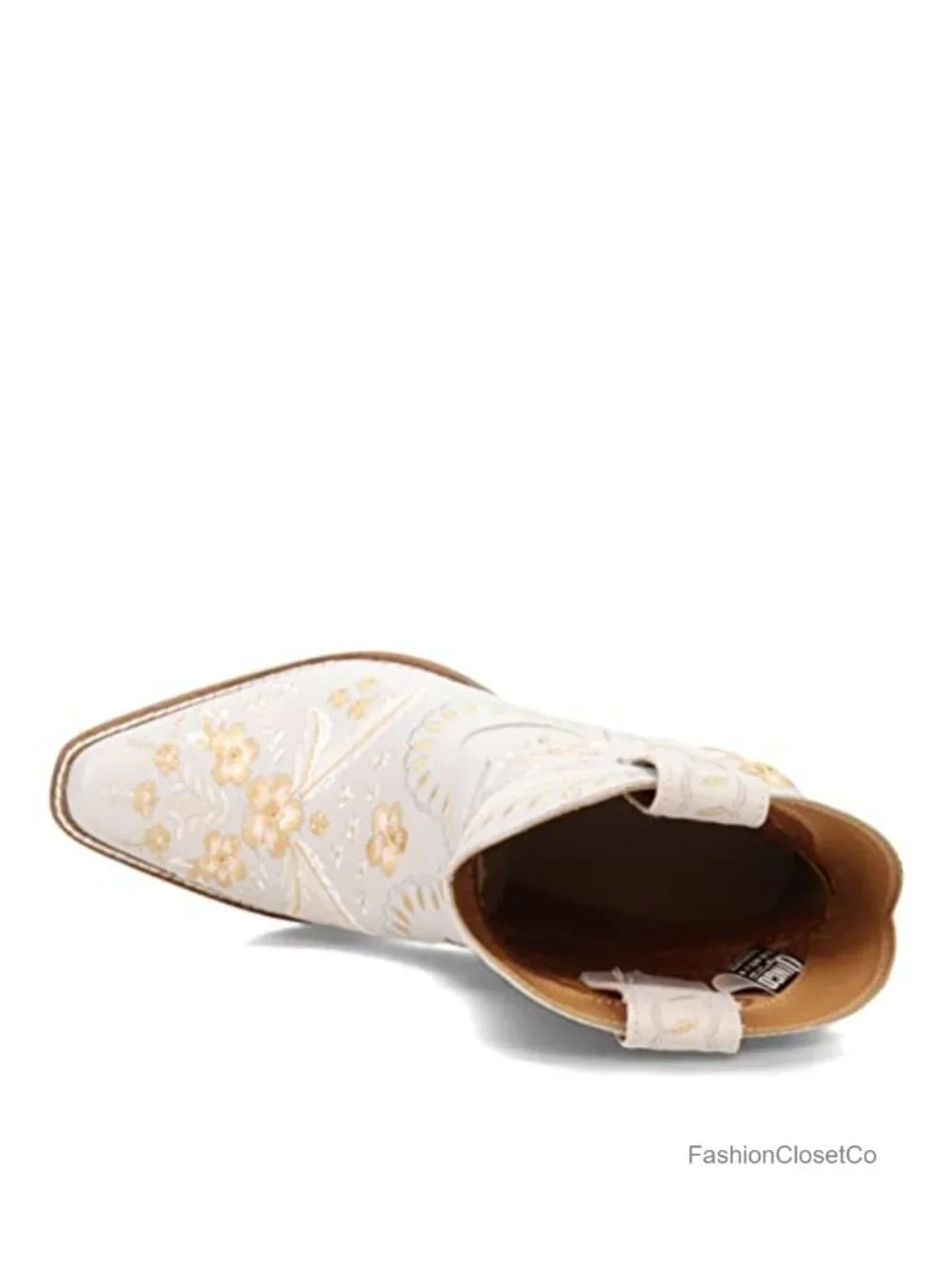 Leather Embroidered Pull-On Snip Toe Cowboy Booties